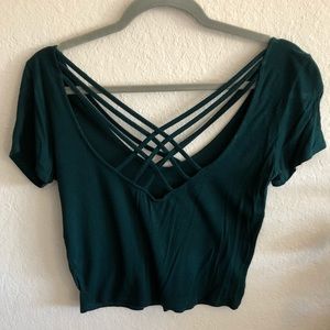 Cropped criss cross tee